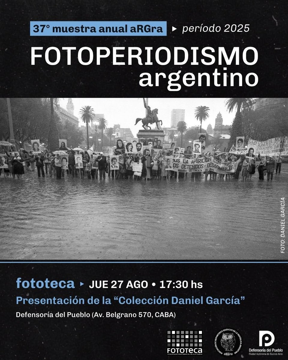 aRGra_'s tweet photo. 📢 Última semana de la Muestra Anual de Fotoperiodismo Argentino en Ciudad de Buenos Aires

🗂️ Te invitamos este jueves a la presentación de Fototeca del proyecto «Organización y descripción de la colección fotográfica de Daniel García» https://t.co/RG6ovGBvu8