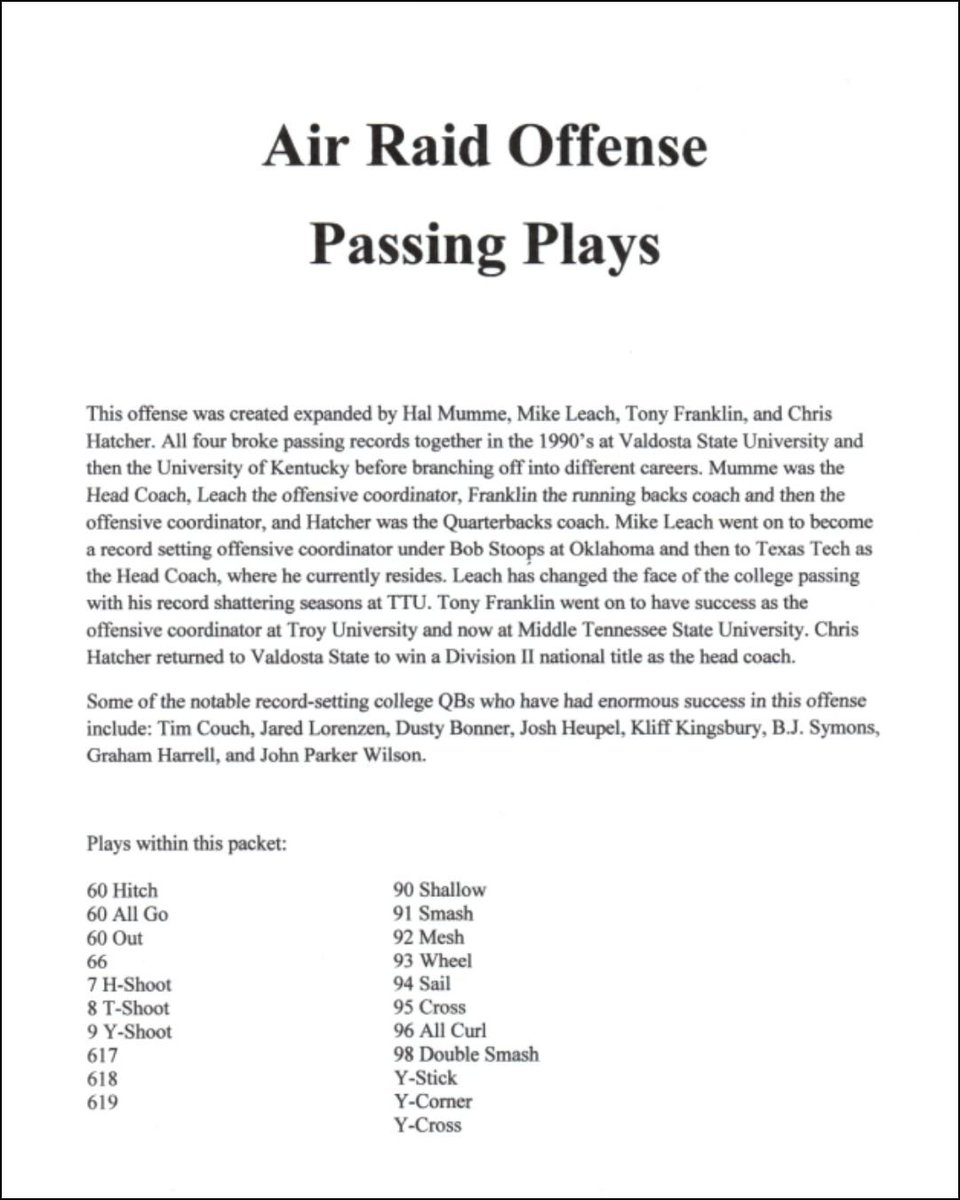 CoachLync's tweet photo. AIR RAID PASSING PLAYS 🔥

Mesh. Shallow. Y-Cross. Sail. Stick. Smash.  

• 20+ passing concepts 
• Route tags + adjustments 
• Protection variations https://t.co/vp6t2V65Xk