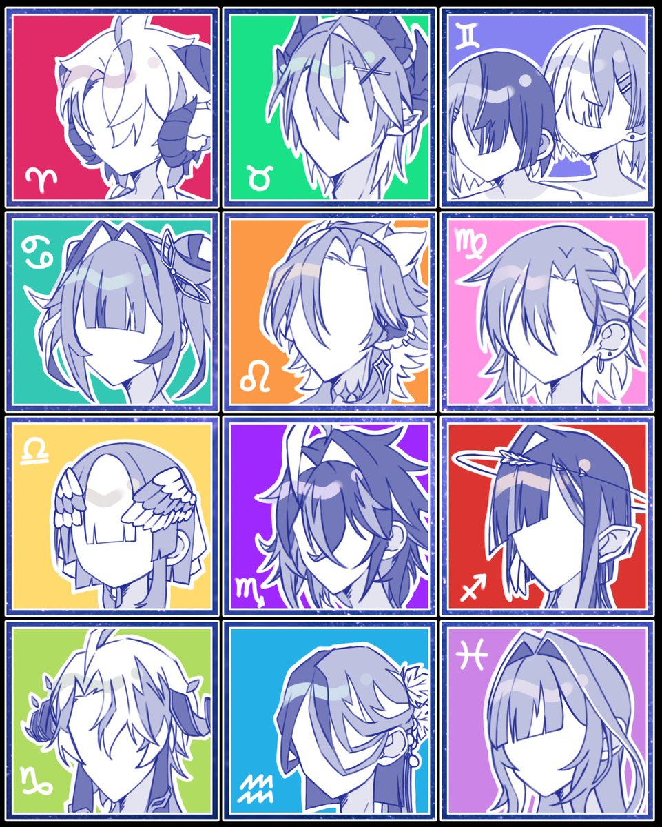 progn02_M's tweet photo. みなさんの描く12星座さんたちのお顔…みたい、な…って、思って///
その、よければこの中から星座さんのお顔、描いてみて…くれませんか…！///
誰もいなかったら静かに消します…照// https://t.co/xcPjsavcA6