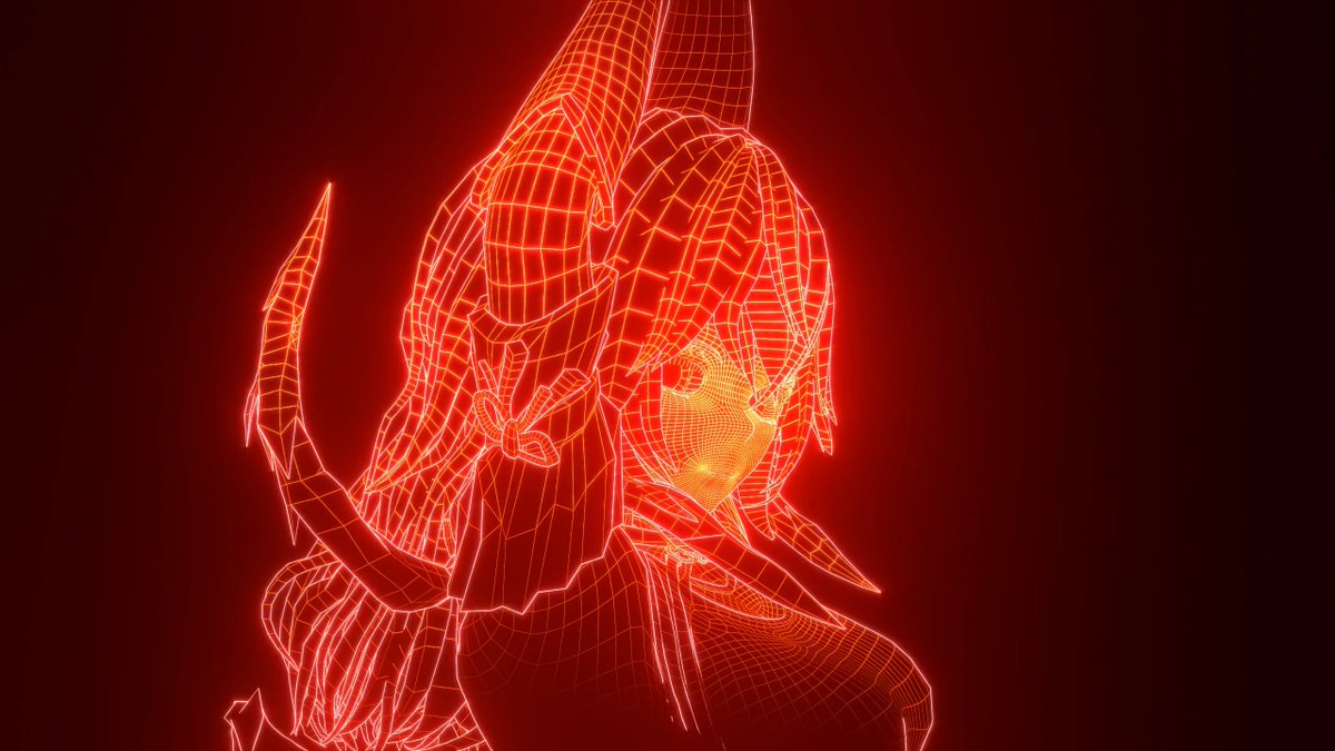 TohruNyan's tweet photo. Wireframe showcase of my latest creation 

#WIP #UE5 #Blender #Character #Anime #Stylized https://t.co/ZgJ8eTNpfK
