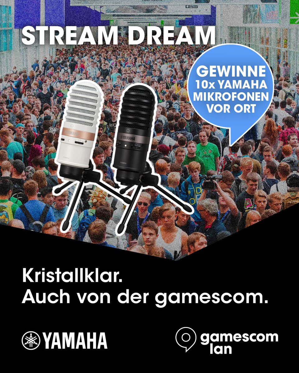 gamescomlan's tweet photo. Die nächsten Tage werden laut. Aber wir sorgen trotzdem dafür, dass man dich perfekt hört. 🎤  Mach bei einem unserer Turniere mit und gewinne 1 von 10 @yamahamusicglobal Mikrofonen! 🏆 https://t.co/zgq8qJ9ufi
