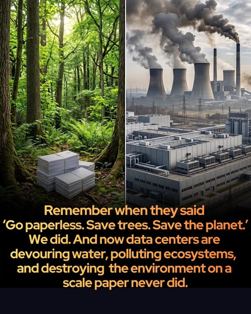 tiger26931's tweet photo. We were told a paperless society would help save the planet. So we went digital. And it’s destroying the world. https://t.co/fpS7HNrE8i