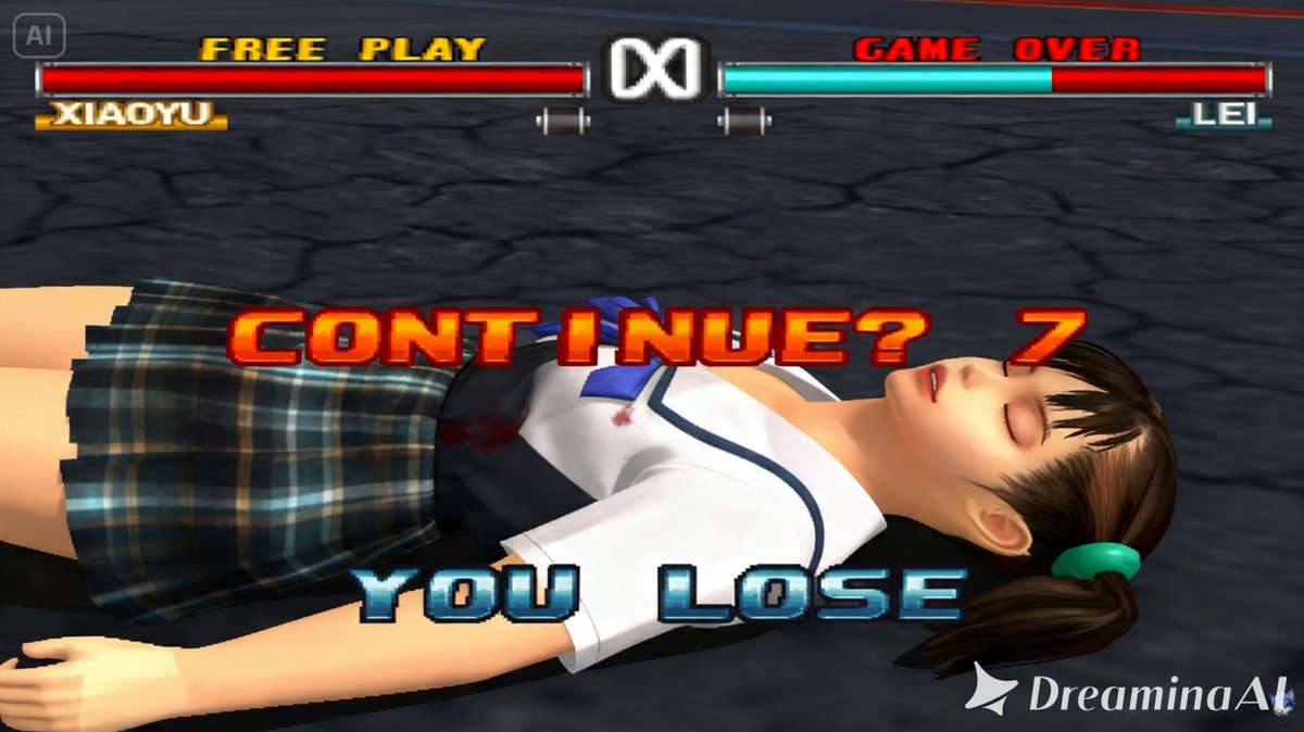 prasetya_j93824's tweet photo. Ling Xiaoyu リン・シャオユウ Tekken 3 鉄拳3 School girl Costume is KO Game Over Screen Ryona リョナ. The Chinese fighter is lying on the floor very beautifully and she Can not wake up after Continue Screen ends 0 #fightinggame #namco #凌曉雨 #Ryonas https://t.co/dQauT4XCnR