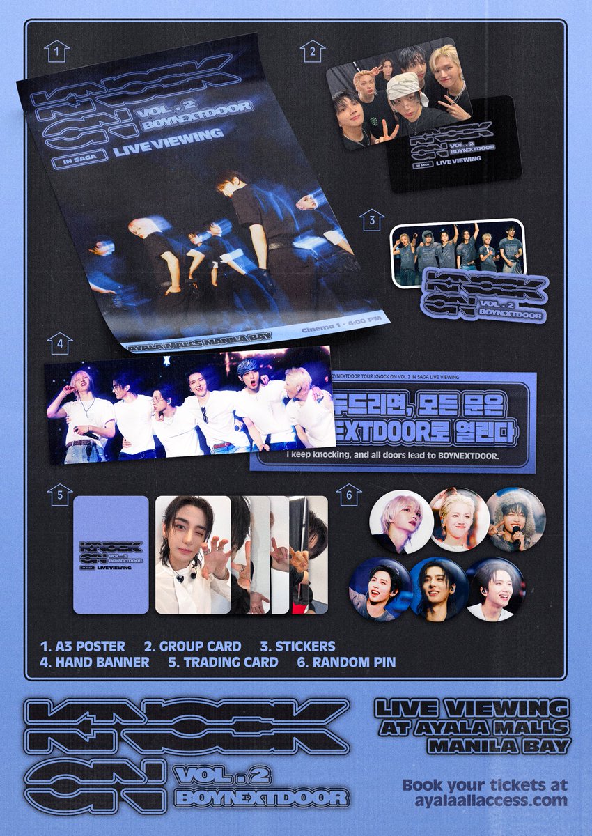 bonekdopls's tweet photo. Knock, knock? 🏠

BOYNEXTDOOR TOUR "KNOCK ON Vol. 2" IN SAGA is coming on the big screen for a special live viewing experience. 

Catch us on our ONEDOOR Booth at Ayala Malls Manila Bay and bring home some FREE GIFTS. 
Just show us your ticket before claiming a kit 🎁

🎟 Book your tickets at https://t.co/sHygYueSU9

#BOYNEXTDOOR #KNOCK_ON_VOL_2_in_JAPAN #보이넥스트도어