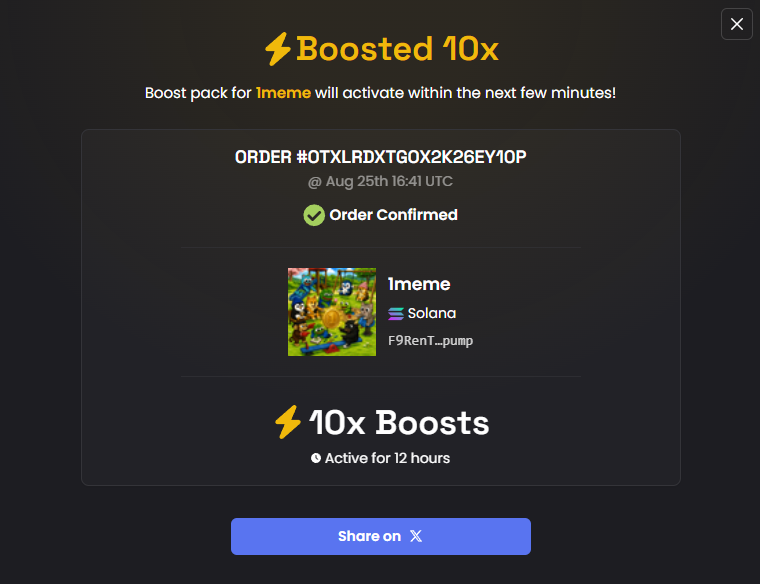 1MemeOfficial's tweet photo. 10x Boost Live Again

100x Boost at 100k MC

500x Boost with Gold Ticker at 250k MC

Day 2. 1 Meme. Thats all it takes. https://t.co/vbiLsU1wQe