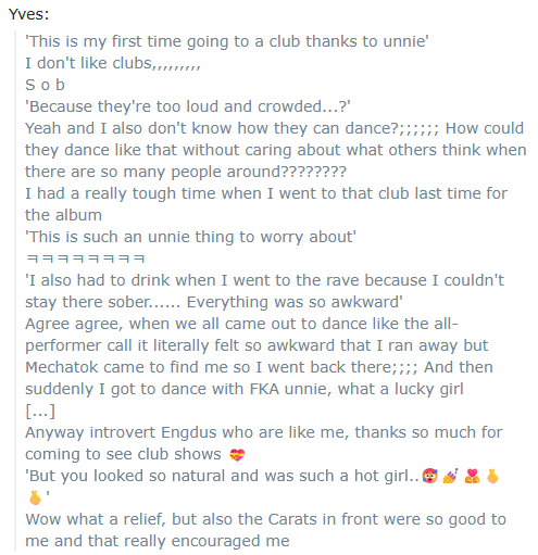litell_johnn's tweet photo. Chat highlights: Yves faces her introversion to perform at the SCR rave, with some help from Carats (260825)

Text links:
https://t.co/f2PtoAUcha https://t.co/FWwqHs2NJw