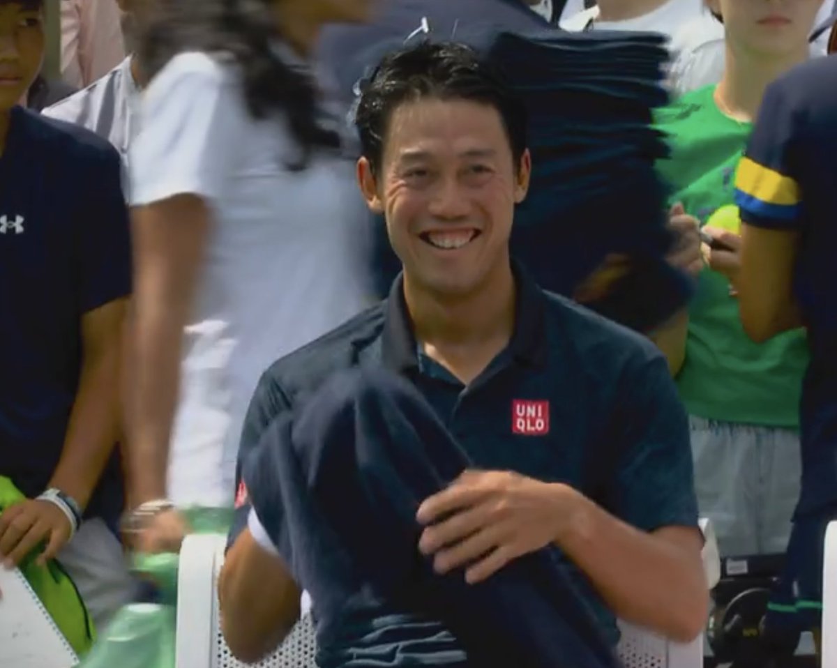josemorgado's tweet photo. Nishikori will face 16 year old Michael Antonius in QR2, which is quite a nice story as well.

He looks VERY happy today, can't stop smiling. https://t.co/ou8gqGPbH6