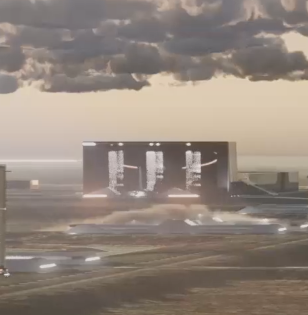 SawyerMerritt's tweet photo. Looks like SpaceX will be building a Terabay at Starbase, Louisiana. Three massive doors to handle the increased launch cadence of 30 Starship flights per day (thousands per year).

This is going to be one hell of a launch site 🚀🚀🚀 https://t.co/scUtvyigxP