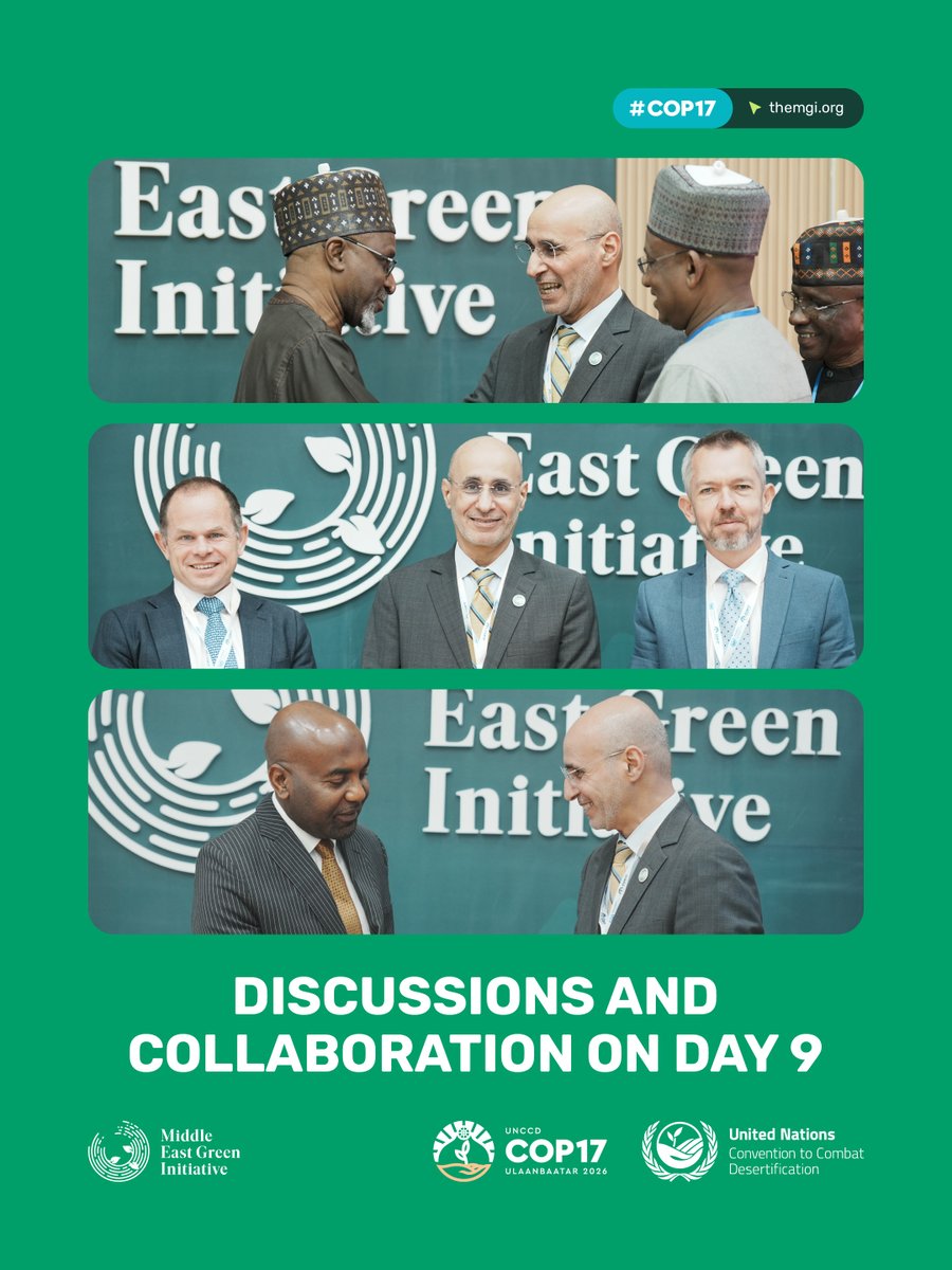 TheMGIorg's tweet photo. Discussions and collaboration marked Day 9 at the Middle East Green Initiative Pavilion at COP17, with a series of meetings and engagements focused on opportunities for joint action and stronger cooperation with a rang of countries and entities. https://t.co/8YkqH32eQD