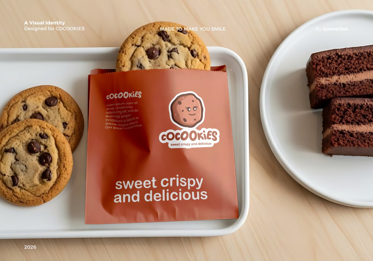QamarDes's tweet photo. من أعمالي ✨
تصميم هوية بصرية لمشروع COCOOKIES 🍪
اشتغلت على بناء هوية تعكس طابع العلامة بشكل مرح، دافئ وشهي، من الشعار إلى تطبيقات الهوية https://t.co/YlLrWIMcXW