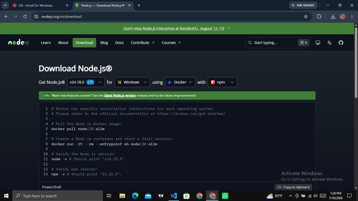 Collinsij7n's tweet photo. Week 1 — Day 3 💻

Today, I learned how to install and set up GitHub and Node.js.

Another productive day of learning! 🚀

@al
#FullStackDevelopment #GitHub #NodeJS #WebDevelopment #Internship https://t.co/u2wHilLZQI