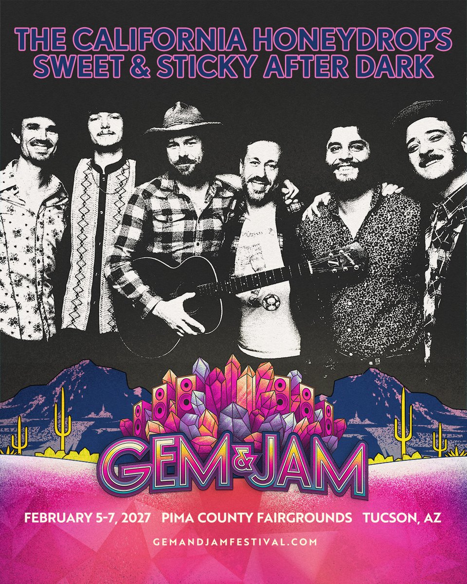 cahoneydrops's tweet photo. TUSCON 🏜️ We're happy to announce that we are playing @gemandjamfest next year on February 5th 🎶 General on-sale begins this Fri 8/28 at 10am PT. https://t.co/h2Iv8qu4EM https://t.co/moEk2v02oh