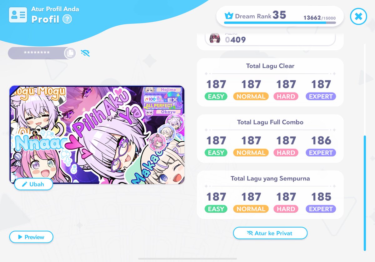 s1b3rr's tweet photo. AP-2 all songs, ngl it was nice listening to them all (even though I’m not familiar with anything hololive related 😅) 
Hopefully I would still enjoy this game to the fullest!! (just like that other rhythm game I used to play 🥲) 
#holodori https://t.co/ubUB4ZkR5K