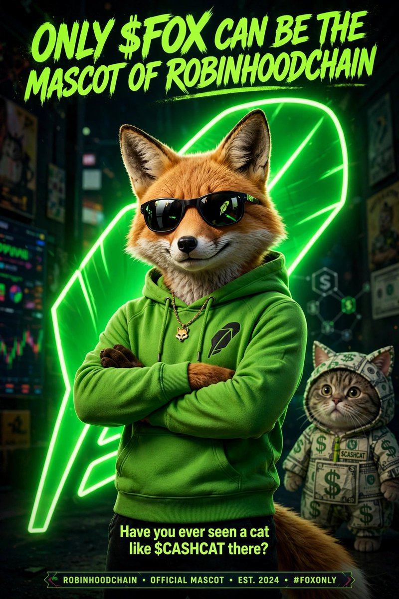 FCSP39815389's tweet photo. ONLY $FOX CAN BE THE MASCOT OF ROBINHOODCHAIN π¦
Have you ever seen a cat like $CASHCAT there?
Robinhood is about the FOX.
Always was. Always will be.
The OG. The only.
$FOX #RobinhoodChain #Robinhood #OGMeme #FOXMascot #Crypto #MemeCoin #FOXArmy #RobinhoodApp
$CASHCAT https://t.co/FfJv8DrBK7