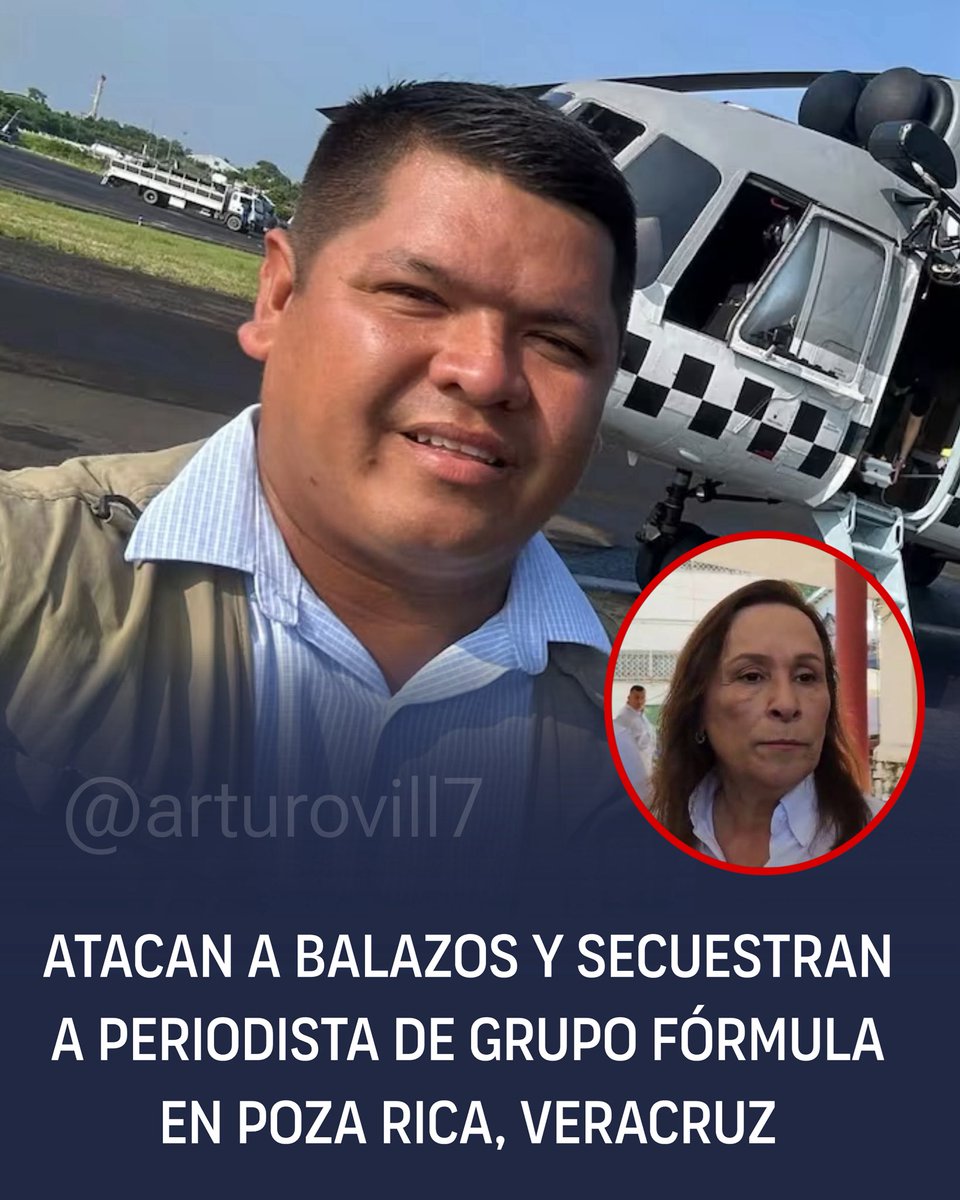 ArturoVill7's tweet photo. 🚨🇲🇽 Démosle suficiente difusión a este caso. 

Mientras Rocío Nahle dedica su tiempo a exhibir fotografías de ciudadanos críticos y acusar de usar “bots” a los medios que le resultan incómodos, en Veracruz los periodistas siguen siendo asesinados, atacados y secuestrados.

El periodista Eli Martínez, de Grupo Fórmula, salió como todos los días a cubrir la nota policiaca cuando él y otro compañero fueron atacados por un grupo armado. Ambos intentaron escapar corriendo, pero Eli fue herido a balazos y posteriormente privado de la libertad por los criminales.

Los hechos ocurrieron en la colonia Cazones, en Poza Rica, Veracruz.

Lo más indignante es que apenas el pasado 11 de junio, tras el asesinato de su colega Luis Ángel López, Eli había alzado la voz para exigir protección para quienes trabajan en los medios. Lo dijo claramente: informar, documentar y transmitir no es ningún delito.

Hoy Eli está desaparecido y no se sabe si está con vida. 

Veracruz se está convirtiendo en un infierno para los periodistas.