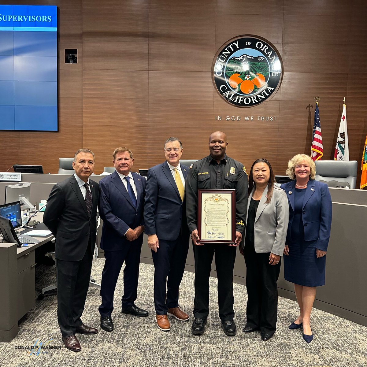 DonWagnerCA's tweet photo. Today, I brought forward a resolution  recognizing Baryic Hunter, Assistant Chief of Field Operations for the North Region at the Orange County Fire Authority, who is retiring after 30 years, 18 of those with @OCFireAuthority . 
 
We are all wish him a restful retirement! https://t.co/oq4AbWOJbV