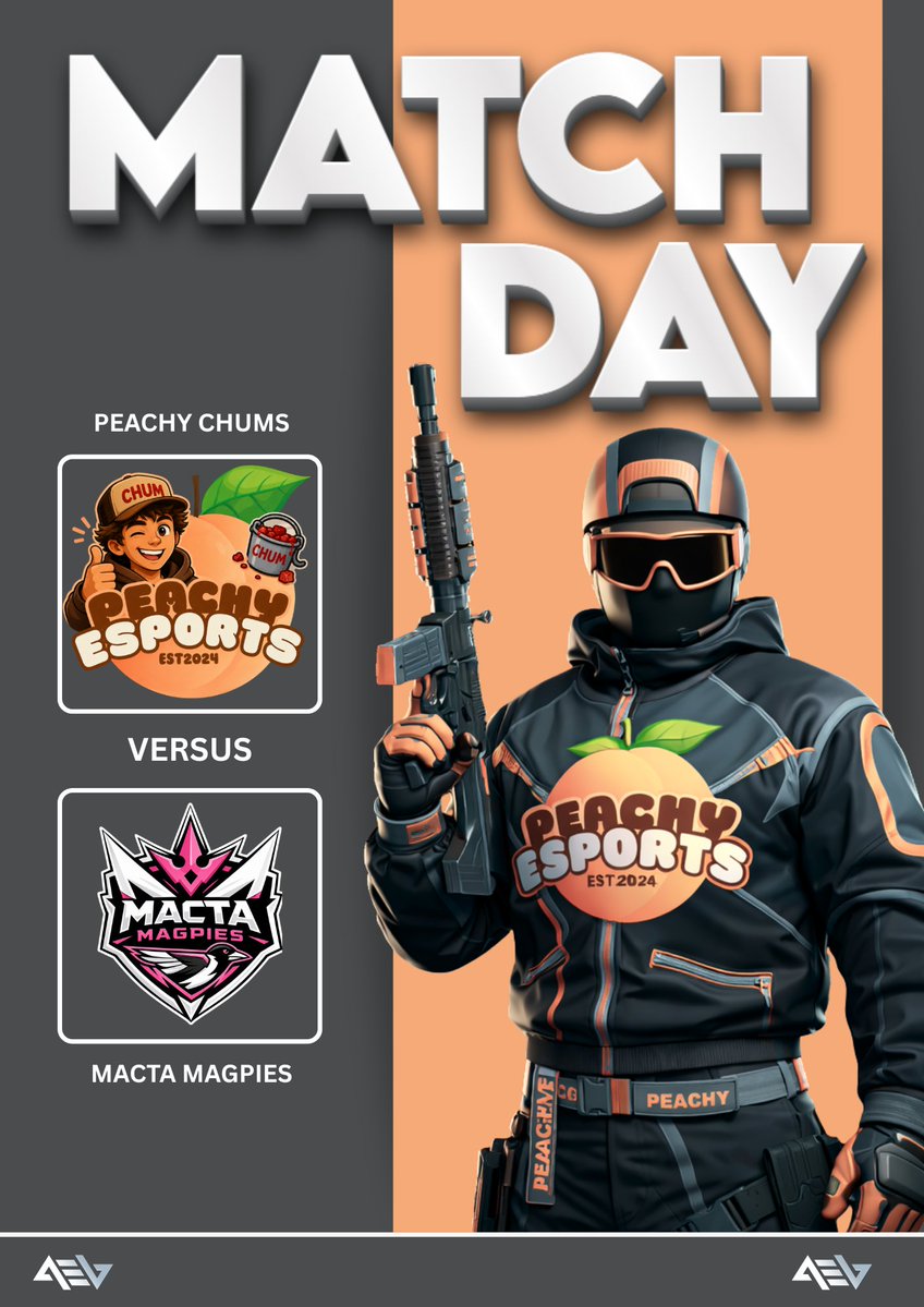 Peachy_eSports's tweet photo. 🍑 Peachy Chums v Macta Magpies! 🍑

🔴 @AMeLeague
🆚 @mactagg 
🕘 8:30PM GMT

ROSTER:
🍑 @EL12_2003 
🍑 @tummyevans
🍑 @HakiCoD
🍑 @RaiLx___ https://t.co/n3IPLP4MVZ