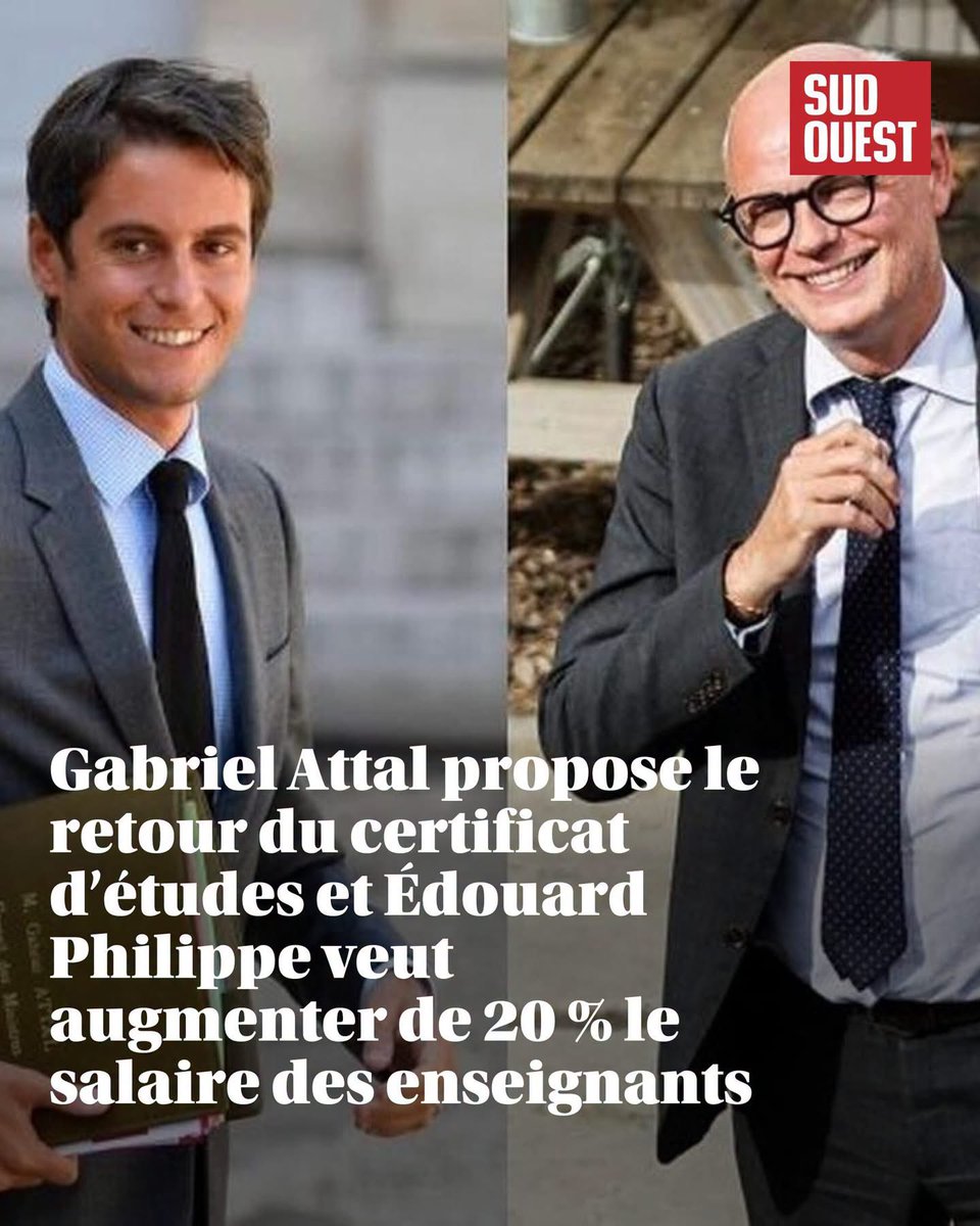Clemence_Guette's tweet photo. Les Français ne sont pas des imbéciles.

L'un a été Premier ministre durant 3 ans.

L'autre a été Premier ministre 7 mois et ministre de l'éducation 5 mois.

Ils n'ont rien fait. Ils ont affaibli l'école, fermé des classes, et bloqué les salaires des professeurs.

Personne ne vous croit. Partez, vous avez fait trop de mal.