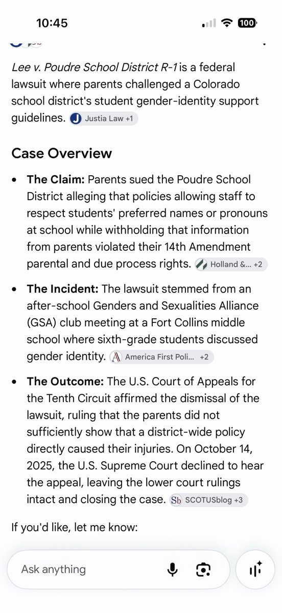 scottarents's tweet photo. @PracticlyNormal @trapdoortango @Leslieoo7 A school “respecting a students preferred names and pronouns” is not an example of a school forcing anything onto kids. The case was dismissed for lack of evidence and the Supreme Court declined to hear it. https://t.co/4vacZOOTuK