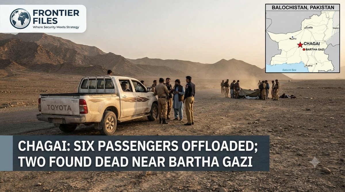 AhsanJunaidAJ's tweet photo. CHAGAI: Six passengers were reportedly offloaded from a vehicle during snap checking. Two were allegedly taken away & later found dead near Bartha Gazi. Their identities & the motive remain unknown. Further details are awaited.
#Chagai #Balochistan #SecurityAlert #TargetKilling https://t.co/ulAwKLqtsS