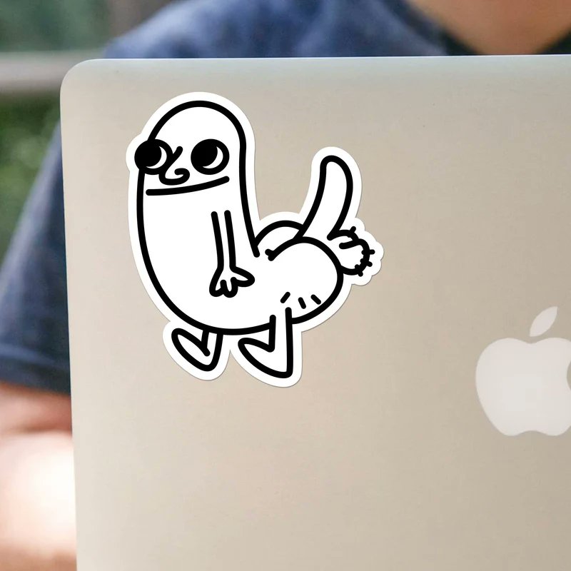 DickButtOnRh's tweet photo. When your laptop sticker is living its best life and you’re just trying to survive another Zoom call https://t.co/3mrB7SIlZA