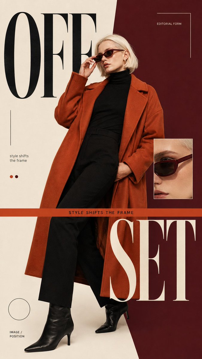 MrLarus's tweet photo. 🤯 AI Visual Systems Vol.26: Type Interaction!

Typography gets way more interesting when the subject actually interacts with it.

1. TENSION — body × letterform
2. VELOCITY — motion × oversized type
3. OFFSET — fashion × color field
4. RESONANCE — object × negative space

Great for fashion posters, artist visuals, editorial campaigns and experimental typography!

Made with GPT-Image2
Prompt in the comments 👇