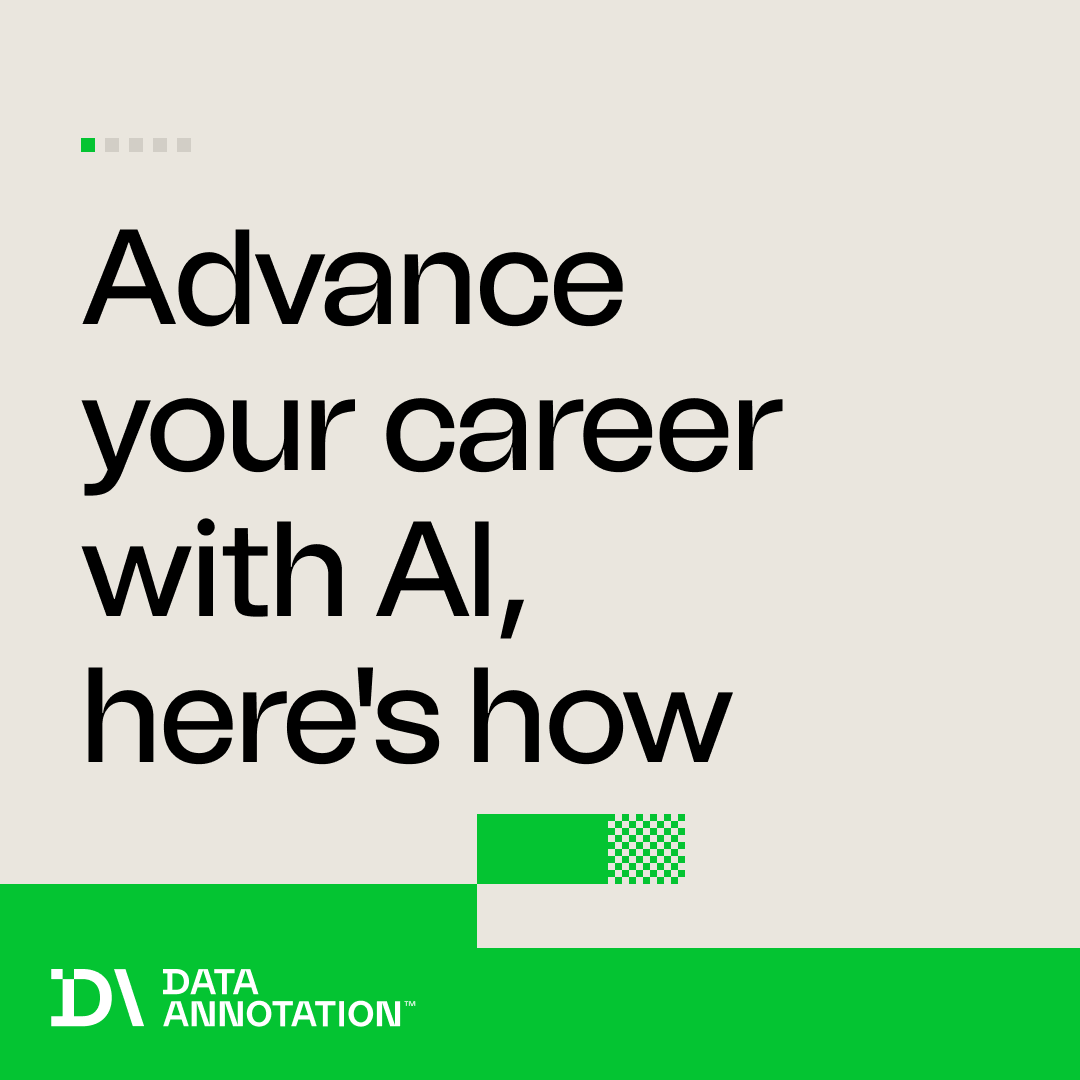 Data_Annotation's tweet photo. Building an AI career doesn't require starting over. Bring your expertise, work directly with frontier models, and earn premium pay for it.

See how DataAnnotation can help advance your career with AI. https://t.co/vWquyZioDB