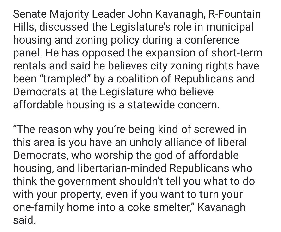 jjsheedy's tweet photo. I couldn’t agree with this quote from @JohnKavanagh_AZ more! We’re starting to see more &amp; more of these crazy zoning preemption bills in the #TXLege too.
#PartnershipOverPreemption #LocalControl #HomesNotHotels #CommunityNotCommodity https://t.co/xziDan0Xn0