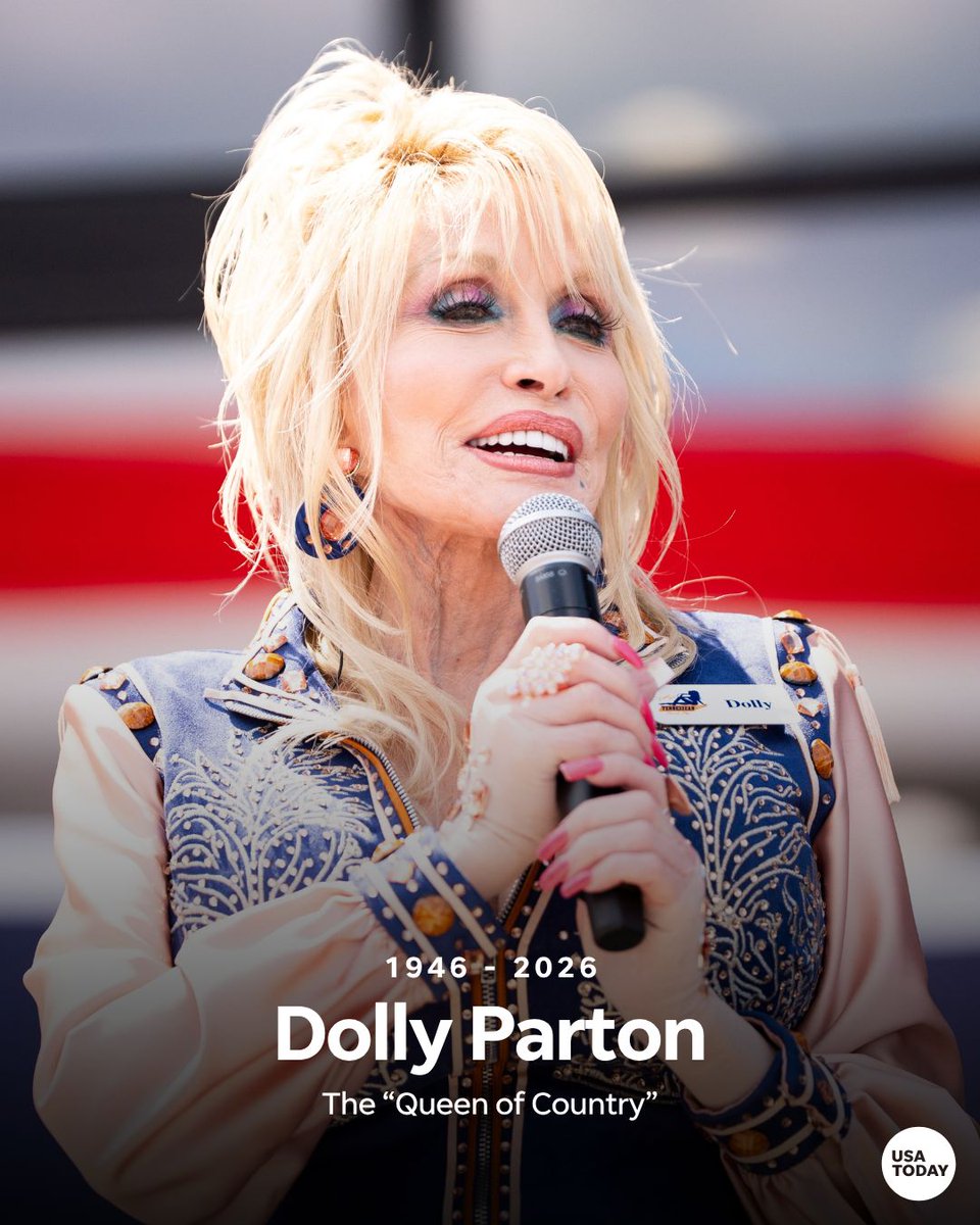 USATODAY's tweet photo. 💔 Dolly Parton, the “Queen of Country," has died. She was 80. https://t.co/jFPH4G5leZ

📸: Nicole Hester/The Tennessean https://t.co/MKj1W5WfhG