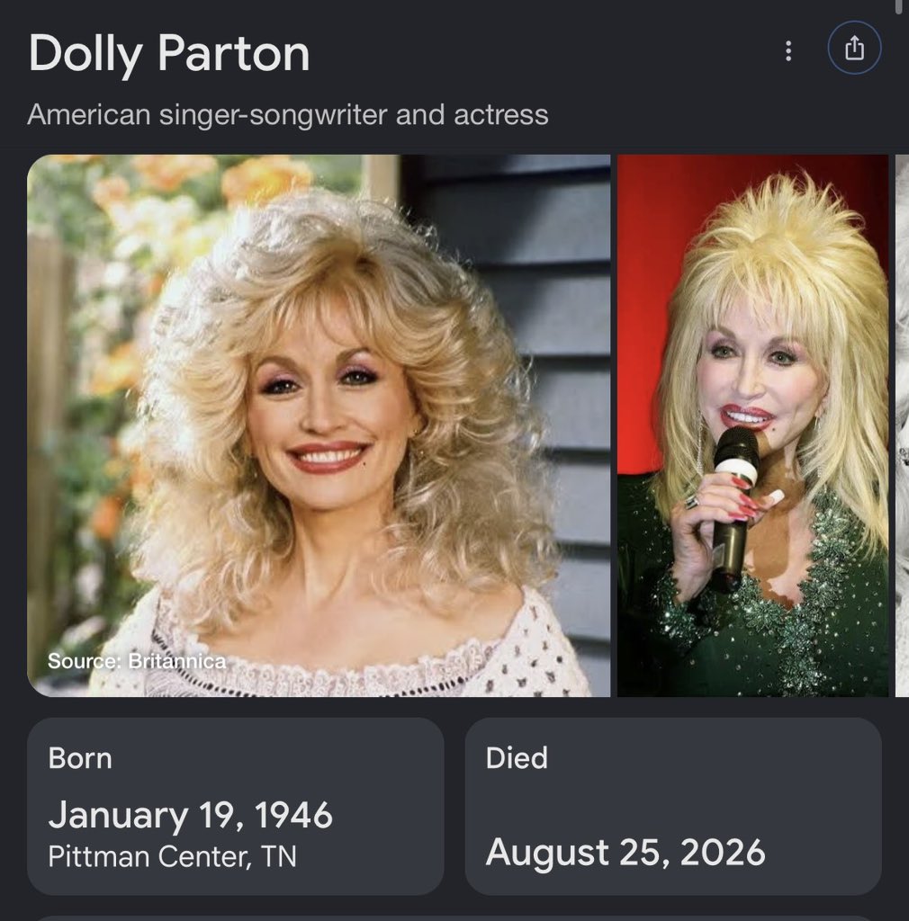 JohnGonzalez74's tweet photo. So Dolly Parton just died. What do we know about her. Let’s go down the rabbit hole. https://t.co/Oz9VO9Pcqd