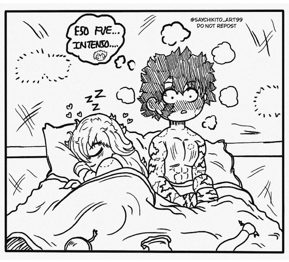 SayARTx99's tweet photo. Izuneji : Damn. That was an incredible night. 💙💚✨

Say chikito - Eso fue DEMACIADO intenso.

#mha #izuneji #artist #fanart #izukuxnejire https://t.co/pFabcvGM8J