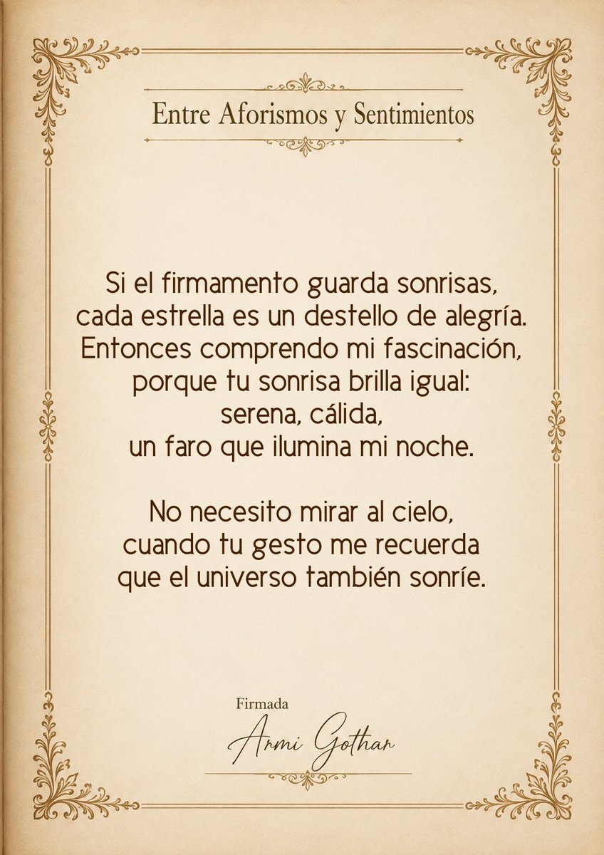 Armi_Gothar's tweet photo. Si las estrellas son las sonrisas del universo, tu sonrisa es la única constelación que necesito para encontrar mi camino. https://t.co/asAFXJNTm7