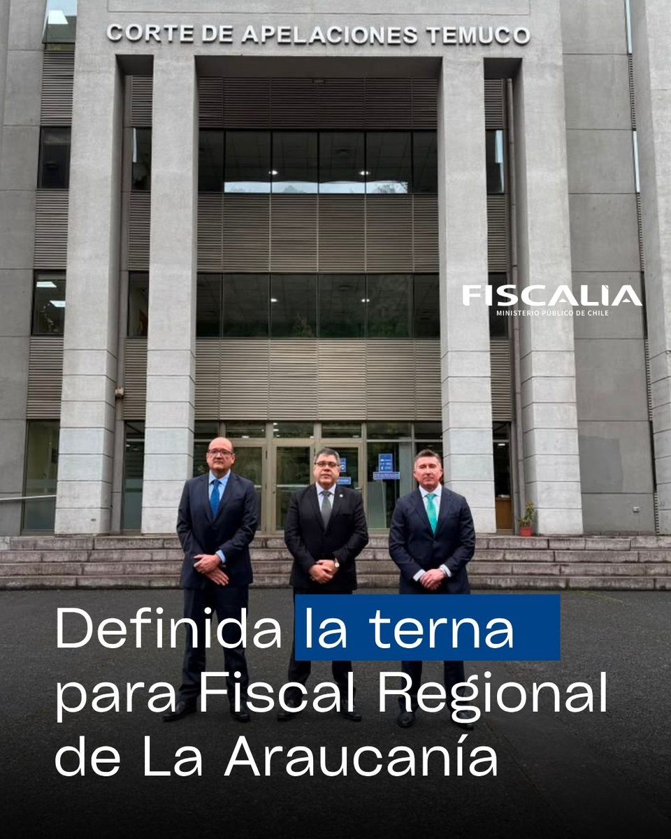 FISCALIA_IX's tweet photo. El Pleno de la Corte de Apelaciones de Temuco conformó este martes la terna de postulantes al cargo de Fiscal Regional de La Araucanía, luego de escuchar las exposiciones de los candidatos y realizar la deliberación correspondiente. https://t.co/tBY30NqKV5