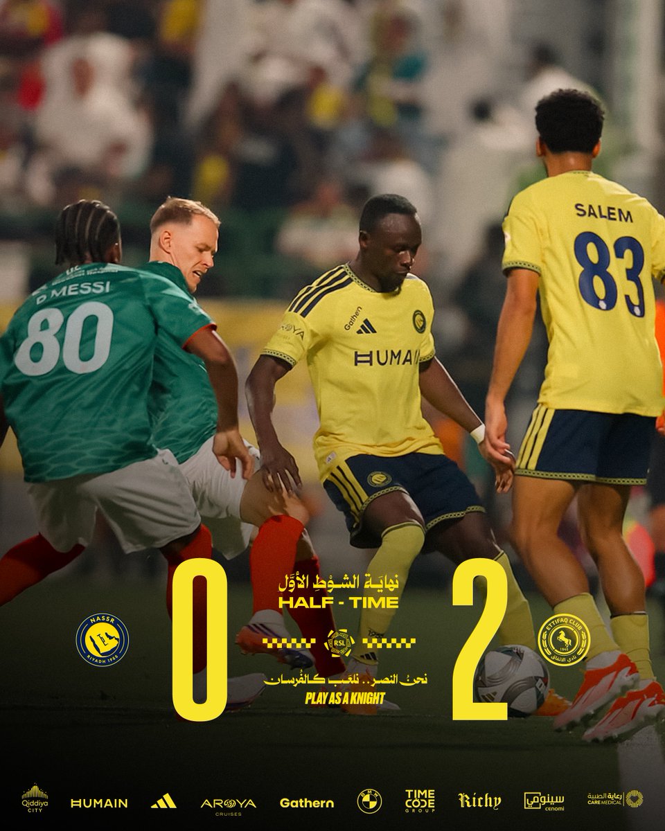 AlNassrFC_EN's tweet photo. Half-time in Dammam. https://t.co/vLHD8WF7jn
