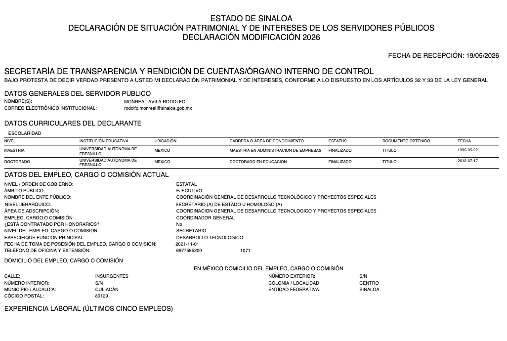 jorgegogdl's tweet photo. Rodolfo Monreal Ávila, hermano de Ricardo Monreal y coordinador de proyectos del gobierno de Rubén Rocha Moya, ¡Salió millonario, reporta tener 11 propiedades!, de las cuales adquirió 6 terrenos siendo funcionario del Rochismo en Sinaloa. https://t.co/c0Do16jEuF