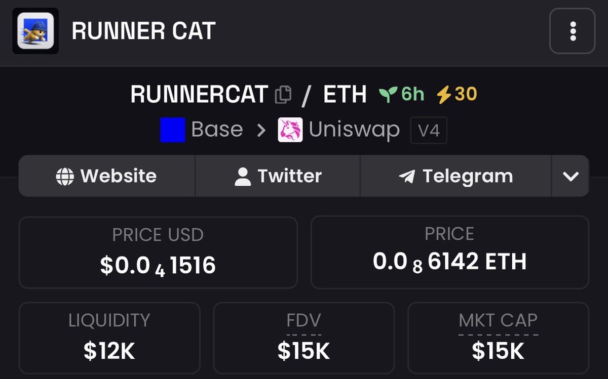 RunnercatOnBase's tweet photo. Dex boosted for $RUNNERCAT

https://t.co/CBhwlAoXe6 https://t.co/M22lyw7BLn