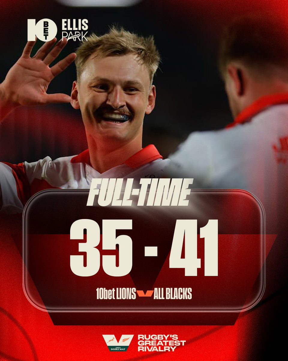 LionsRugbyCo's tweet photo. 𝗙𝗨𝗟𝗟 𝗧𝗜𝗠𝗘 | 10bet Lions 35 – 41 New Zealand
 #ForOurCity #LionsPride #RGR26 https://t.co/MVUQoEuiRg