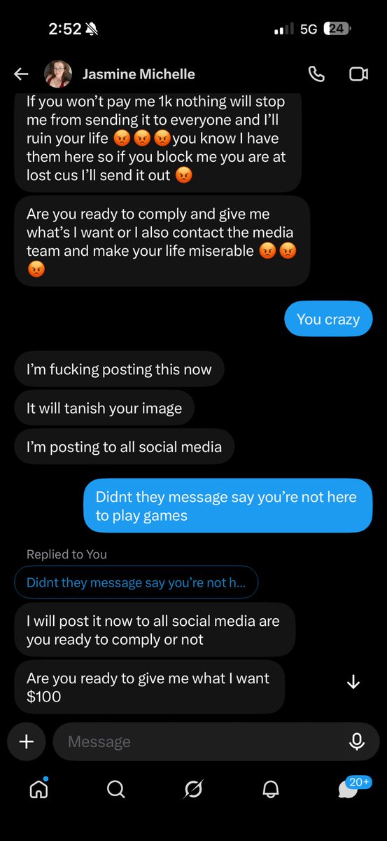Cold83World's tweet photo. Yeah a real scum bag is lurking on this site trying to blackmail people 
Me I don’t give a fuck but check this shit out https://t.co/adAuHNUU0c