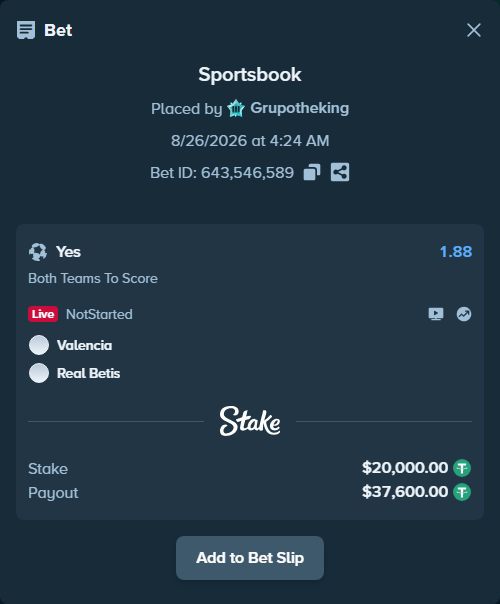 stakehighroller's tweet photo. Brave or reckless? $20,000 on Yes on both teams to score.

#LaLiga https://t.co/FBPDzfF84G