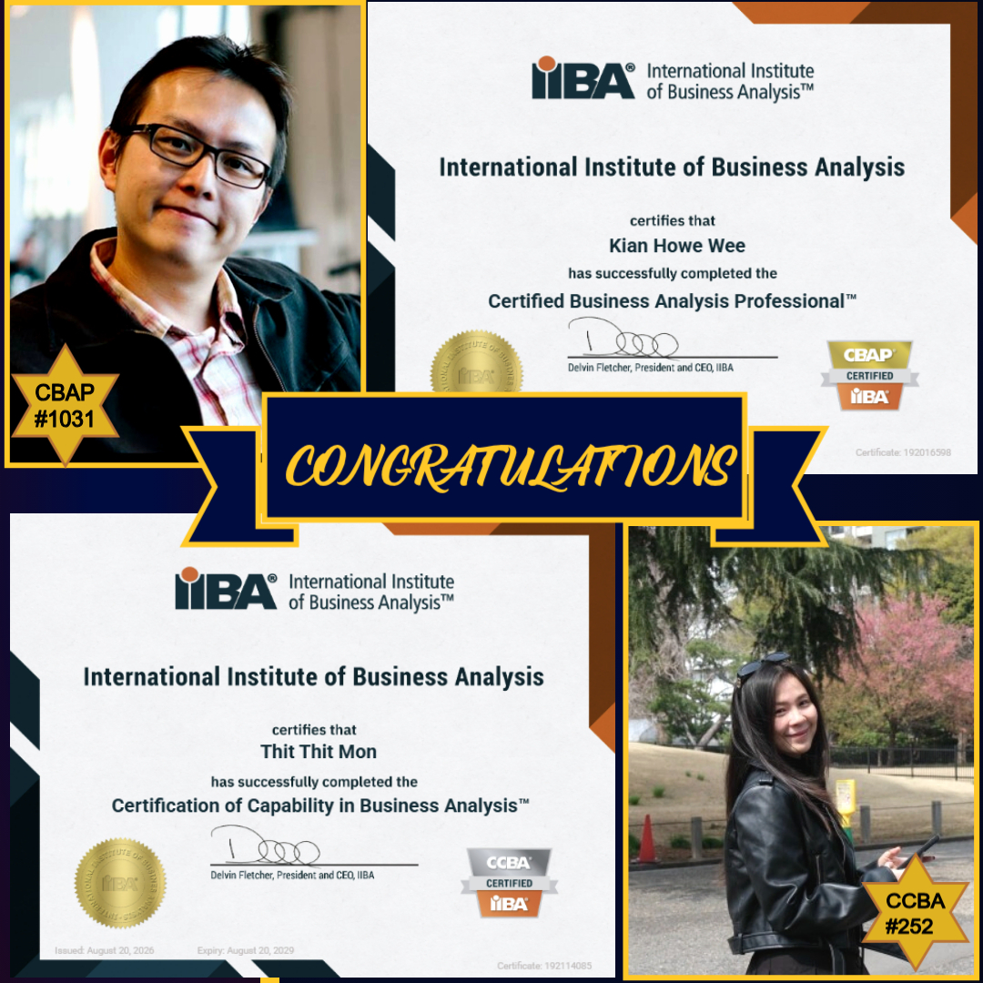 lnmishra's tweet photo. Congratulations, IIBA Certified Professionals! ๐ ๐ซ
All of us at Adaptive US are super proud of your achievement!
Kian Howe WEE, CBAP
Thit Thit Mon, CCBA
#iiba #AdaptiveUS #cbap #ccba #iibacertification #baot #businessanalyst #Businessanalysis https://t.co/FBFAz4eUh9
