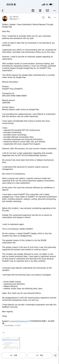 yeetseh's tweet photo. @thsottiaux Silent model routing without UI transparency is unfair to paying users who rely on these tools for real work. Voting with my wallet until product transparency is restored. https://t.co/inJSkhUpPA
