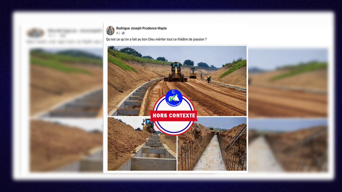 CacCheck's tweet photo. Ces photos montrant la construction d’une voie ferrée en #RCA sont sorties de leur contexte. Elles montrent en réalité les travaux de réhabilitation et de modernisation de la route Batshamba-Gungu-Kakobola, dans la province du Kwilu, en #RDC.

https://t.co/1MLE1y1wTe https://t.co/Zsv9EEj2N3