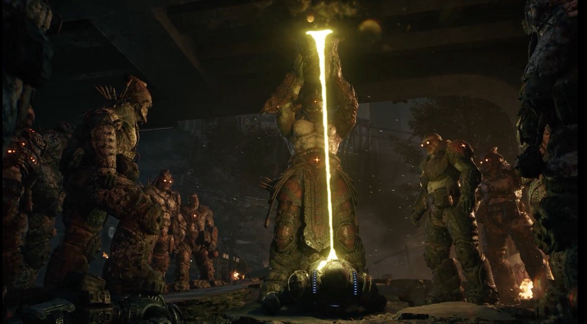 D0meZ's tweet photo. Gears of War E-Day Locust Purposely Pouring Emulsion Onto A Cog Soldier is Wild 😳 https://t.co/6oOdDIFSb7