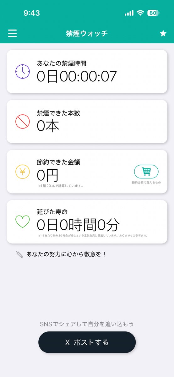 buttcan_croneko's tweet photo. 元々非喫煙者なのですが、禁煙アプリを始めてみました。
健康の為に頑張って続けていこうと思います💪 https://t.co/8jS8cUku7V