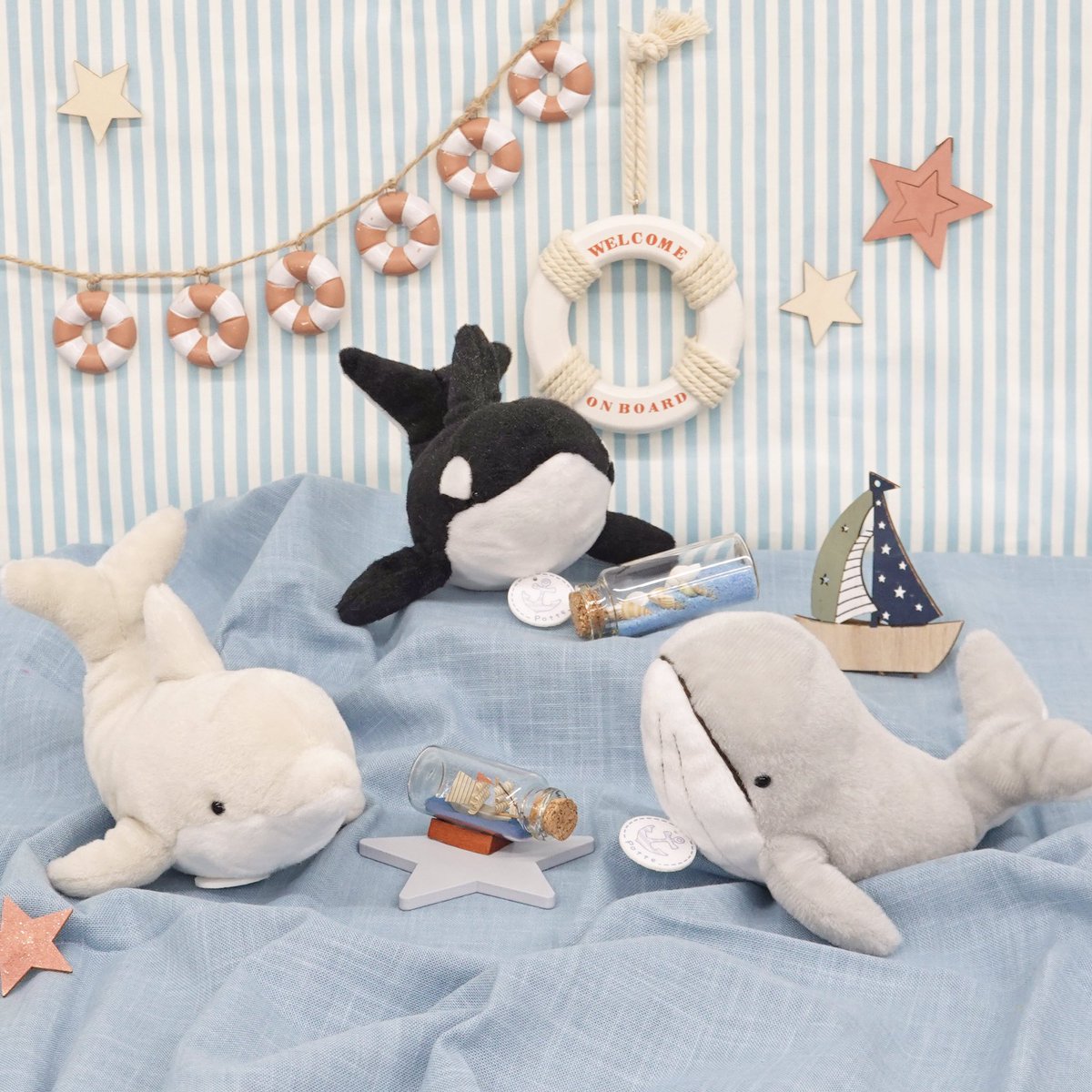 sunarrow1918's tweet photo. potteの海の仲間たちには錨マークのタグがついているよ⚓🐬

ご購入はこちらから 
⇩
https://t.co/k6pcq7ZiiR

#イルカ #シャチ #クジラ #ぬい撮り #ぬい活 #サンアロー https://t.co/ARJu2n18VL