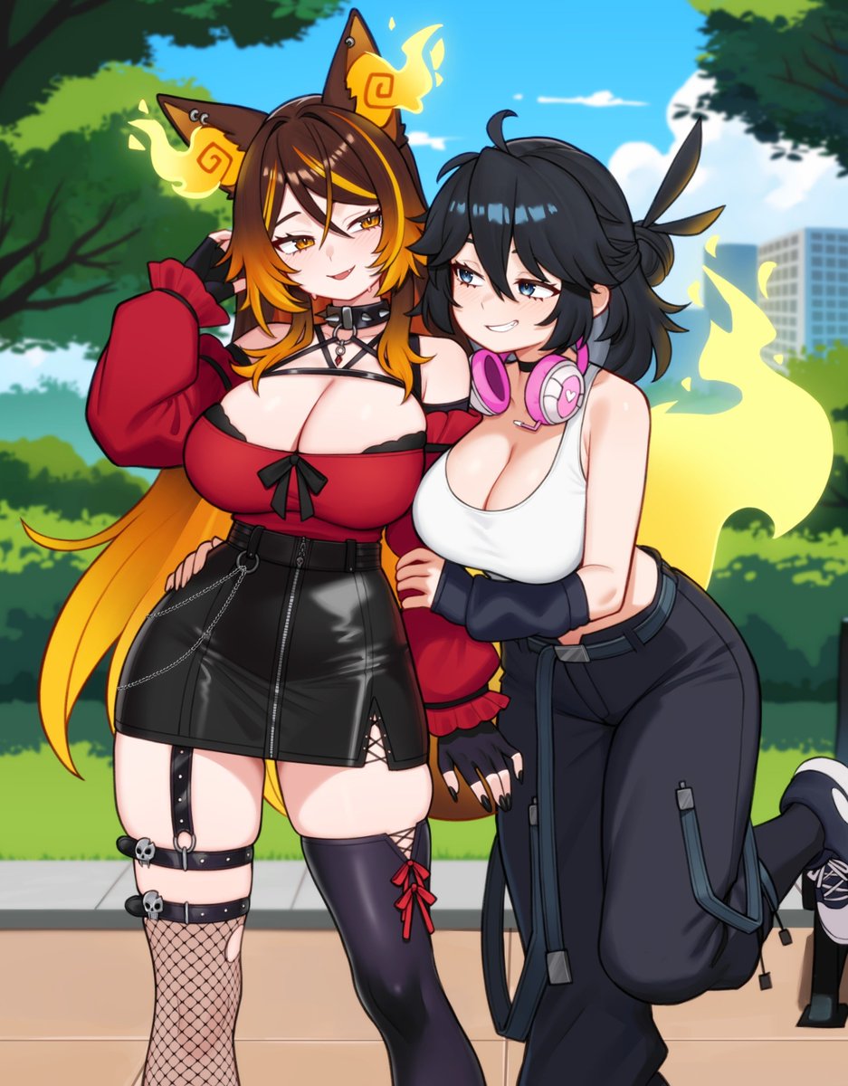 SinderVTuber's tweet photo. Hanging out on a beautiful day! 🧡���

🎨 @/Moursho https://t.co/sI863348LF