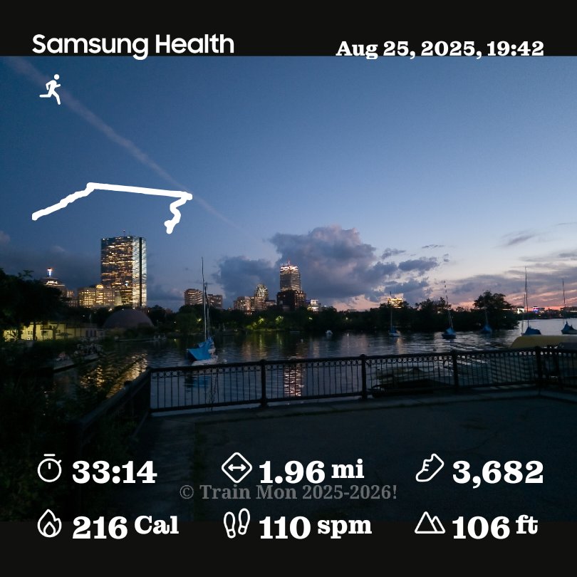 thetrainmon's tweet photo. #GoodEvening #CambMA #Boston! 1.96 Miles #running! #fitfather/#healthydaddy/#dadbod/#fitboss #thisis44 #fitover40 #urbanlife #urbanfitness. Personal #runoutside #runstreak Day 4113! #stillstreaking #runwithnature #irunoutside #runeveryday #realnewenglander. #fitforlife #fit4life https://t.co/IE5TBlukW8