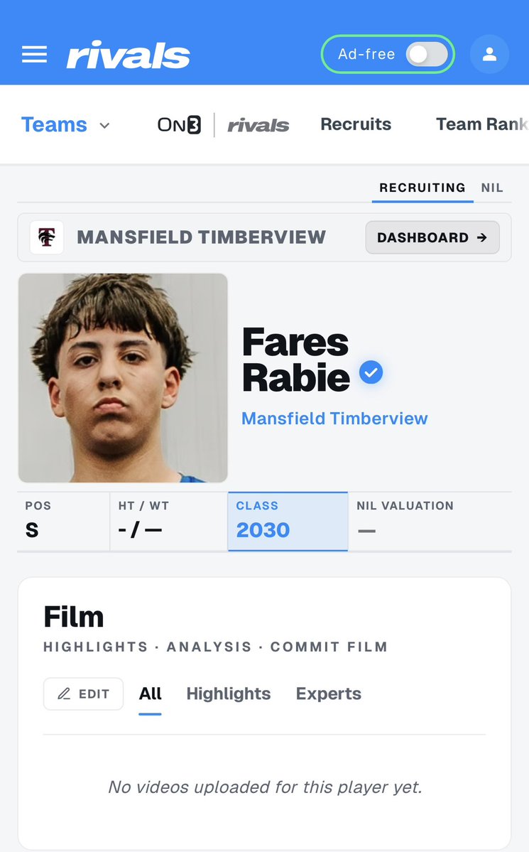 F_rabie7's tweet photo. Blessed to officially have my Rivals account made and to have the opportunity to represent Mansfield Timberview. It’s an honor to represent a program built on physical, hard-nosed football. I’m ready to keep working, compete, and represent the pack the right way.
@TViewWolves https://t.co/vANRGOGJsC