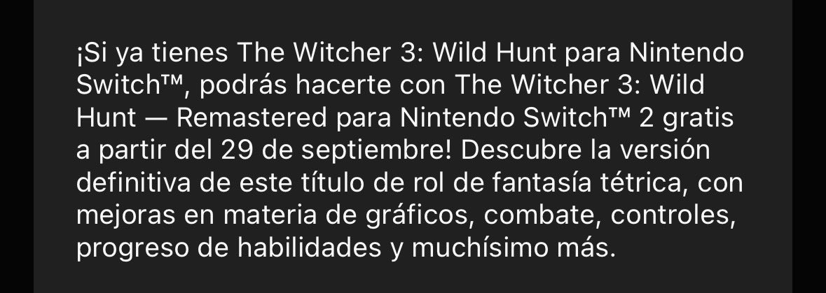Jose_Strife's tweet photo. Chapó para los polacos

Si tienes la versión de Switch de The Witcher 3, gratis también en Switch 2.

Sale ya anunciado en la eShop https://t.co/4MNmqsCN3K